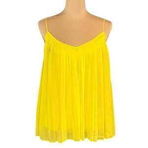 Massimo Dutti Pleated Babydoll Cami Top Sz.M Yellow Flowy Dopamine Coquette Y2K